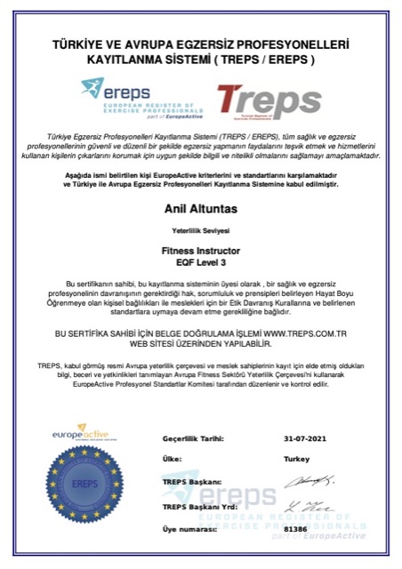 EREPS üyelik sertifikası